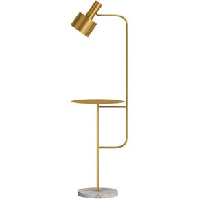 Hsyile Lighting KU300217 Contemporary Modern Creative Floor Lamp with a Table,Suitable for Living Room,Den,Office,Bedroom - E26 Bulb - Brushed Brass Finish
