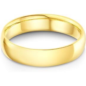 14k Solid Yellow Gold 5mm Plain Comfort Fit Wedding Band