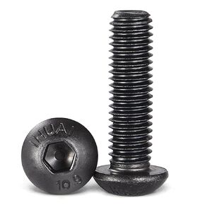M8-1.25 x 20mm Button Head Socket Cap Screws Bolts, 10.9 Grade Alloy Steel, Black Oxide Finish, Machine Thread, Allen Socket Drive, Quantity 20