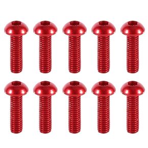 10pcs M3 6-10mm Button Round Head Aluminum Alloy Hex SocketScrew Bolt Multicolors for Industry(10mm-red)