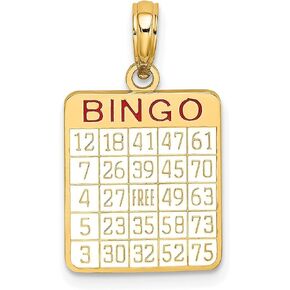 10k Yellow Gold Enamel Bingo Card Charm 15 mm x 13 mm