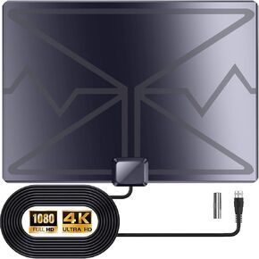 هوائي تلفزيون داخلي، هوائي HDTV داخلي رقمي لسهولة التركيب، استقبال 360 درجة، يدعم 4K 1080p وجميع أجهزة التلفزيون القديمة، معزز إشارة تضخيم التبديل الذكي - محول تيار متردد لكابل HDTV بطول 16.5 قدم in Kuwait