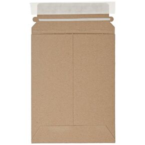 Aviditi 6 x 8" Stayflats Brand Rigid Flat Mailers, Kraft (Pack of 100) Photo Document Mailers, Peel & Seal Closure, Tear Strip Easy Opening.