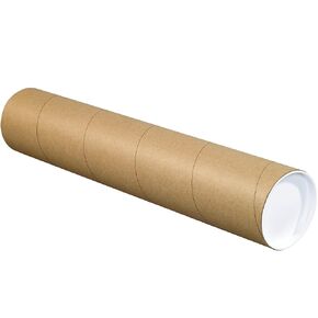 Aviditi Kraft Mailing Tubes with Caps, 4" x 20", Pack of 15, for Shipping, Storing, Mailing, and Protecting Documents, Blueprints and Posters