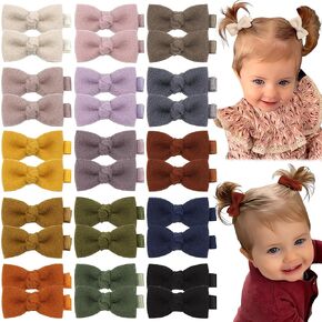 Ayesha 30pcs Fine Hair Clips: 2Inch Mini Wool Felt Bows, Fully Lined Pins for Girls, Infants, Toddlers