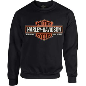 Harley-Davidson Men's Elongated B&S Fleece Pullover Sweatshirt, Black 30298768