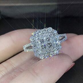 Fashion Ring Cubic Zirconia Anniversary Wedding Ring 925 Sterling Silver CZ Engagement Ring for Women