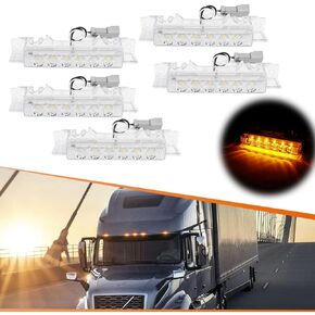 ADIIL 5PCS Amber 6LED Cab Roof Top Clearance Light Assembly Clear Lens Marker Running Lamps Compatible with Volvo 2004 VN/2003-2020 VNL Trucks