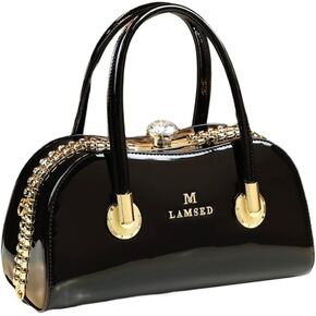 Fashion Leather Wedding Bag for Women's Top Handle Satchel Crossbody Handbags Crystal Evening Bag Purses Hard Shoulder Bags