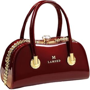 Fashion Leather Wedding Bag for Women's Top Handle Satchel Crossbody Handbags Crystal Evening Bag Purses Hard Shoulder Bags
