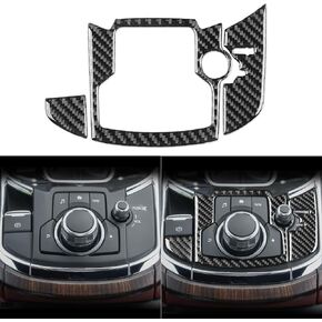Real Premium Carbon Fiber Car Center Console Gear Shift Panel Cover Trim Interior Accessories Compatible with Mazda CX9 CX-9 2016 2017 2018 2019 2020 2021 2022 2023 Black