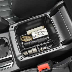 Center Console Organizer Compatible with VW Tiguan 2018 2019 2020 2021 2022 2023 2024 And Volkswagen Taos 2022 2023, ABS Insert Tray Armrest Storage Box Interior Accessories, Black