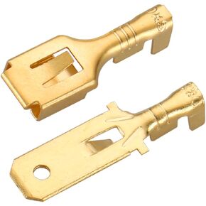 Baomain 1/4 inch (6.3mm) Female/Male Spade Quick Splice Crimp Terminals Brass Crimp Terminal Cable Connector Pack of 200