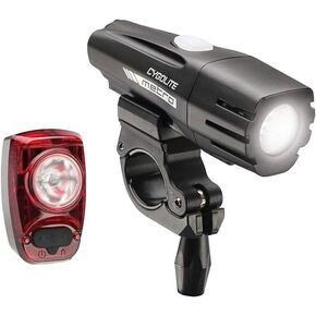 Cygolite Metro 700 Lumen Headlight and Hotshot 100 Lumen Tail Light USB Rechargeable Bike Light Combo Set , Black / Red