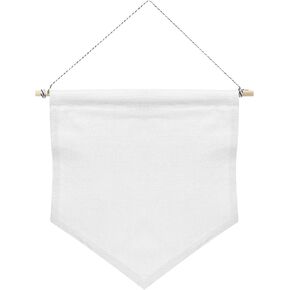 PATIKIL Enamel Pin Display Banner, 11"x10" Canvas Blank Holder Board Wall Hanging for Trading Badge Flag Collection Organizer Book Collector Case Pennant Felt Bag Box, White