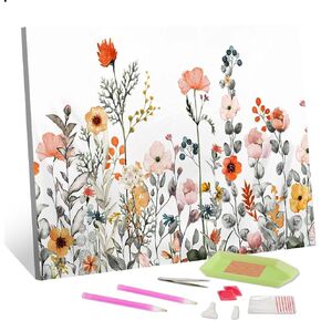 TISHIRON 5D الماس الفن اللوحة مجموعات الزهور DIY الحفر الكامل الماس الفن مجموعات الزهور اللوحة الحفر الكامل مصنع الماس جوهرة الفن عدة الحرف الفنية لديكور جدار المنزل 12 "× 16" in Kuwait