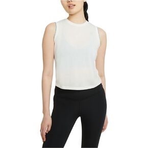 Nike Women's Crochet-Trimmed Yoga Tank Top (Sail White, Medium)