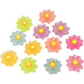 12 Pcs Mini Resin Lotus Flower Glow in The Dark, Tiny Miniature Flowers for Crafts Dollhouse Flower Figurines Landscaping Decoration for for Party,Cake,Fairy Garden,Fish Tank Accessories