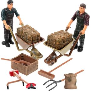 Toddmomy 12pcs Farm Accessories Model Miniature Farmers Figurines Sand Tray Miniatures Mini Mower Toy Farm barn Animals playset Mini Farm for Kids & Toddlers