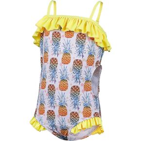KAKU NANU Girls Swimsuit One Piece Bathing Suit Cute Ruffle Summer Hawaii Swimwear for Girls Size 2-12 Years