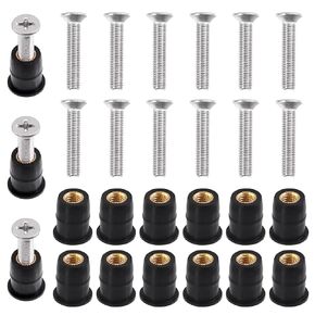 M4 M5 M6 Well Nut Expansion Nuts and 304 Stainless Steel Screw Rubber and Steel Parts Windscreen Nuts Accessories for Motorcycle Kayak Boats (M4 M5 M6)