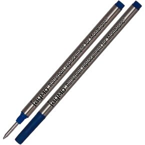 Jaymo Replacement for Montblanc 105158 - Measures 4.44 in / 113 mm Long - Rollerball Pen Refill - 2 Black