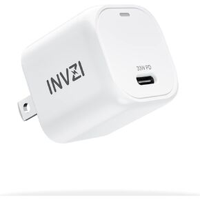INVZI GaNHub 30W USB C Charger, GaN PPS Fast Wall Charger Block for iPhone 15//14/13/12 Pro Max, Galaxy S24 Ultra/S23, iPad, Pixel 4/3