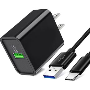 18W Quick Charge 3.0 Phone Charger for Moto G Power 2023 2022/G Stylus 2021,G Fast,G Play,G Pure,G7 Play,Motorola One 5G Ace/Fusion+/Edge Plus,Z4,G100,Wall Charging Adapter/Block/Plug + USB C Cable