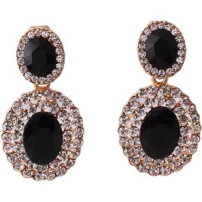 Grace Jun Big Rhinestone Crystal Clip on Earrings Without Piercing and Dangle Drop Earrings
