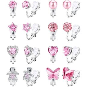 YADOCA 8/10 أزواج لطيفة بمشبك على الأقراط للنساء والفتيات لا تسبب الحساسية على شكل فراشة CZ على شكل فراشة ونجمة وردية ملونة وأقراط مشبكية بدون ثقب مجموعة أقراط مزيفة in Kuwait