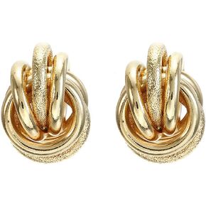 Gold Knot Clip On Earrings for Women Statement Stud Clip Earrings No Pierced Earrings