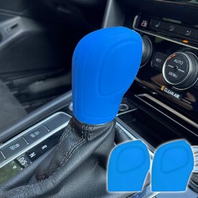 BEYPOVK 2 PCS Car Gear Shift Knob Cover, Elastic Silicone Anti-Slip Automatic Knob Gear Stick Protector, Universal Car Accessories Handbrake Shifter Cover for Men Women (Black)