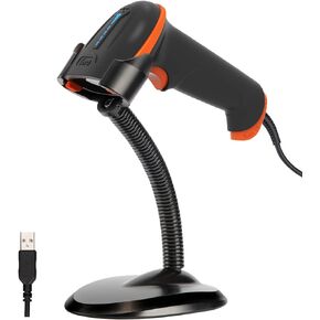 Tera Upgraded USB Laser 1D Barcode Scanner with Stand Wired Officially Certified Dustproof Shockproof Waterproof IP65 Ergonomic Handle Ultra Long Bar Code Reader Fast and Precise Scan L5100Y-Z