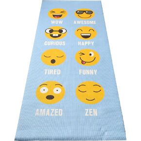 Bean Products Kids Size Sticky Yoga Mat | 3mm Thick (⅛") x 60" L x 24" W | Non-Toxic, SGS Certified | Non-Skid & Non-Slip Eco-Friendly Exercise or Playtime Mat | Fun Colors & Designs | Emoji