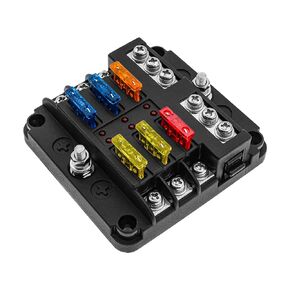 KAOLALI 12 Way Marine Fuse Block with LED Indicator 12V Fuse Box, Waterproof 12 Circuits with Negative Bus Fuse Box Holder + 24pcs Blade Fuses Block for Automotive RV Truck Boat