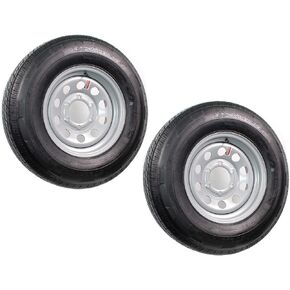 eCustomRim 2-Pack Radial Trailer Tire On Rim ST225/75R15 15 LRD 6 Lug Silver Modular Wheel - 6 Year Warranty w/Free Roadside