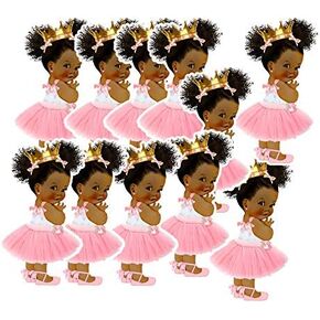 3 inches Baby Princess Party Cut-Outs, African American Princess Baby Shower Decoration
