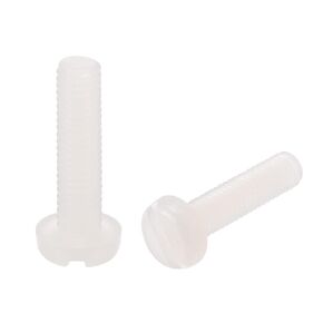 uxcell M4 x 12mm Nylon Machine Screws, Pan Head Slotted Screw Fasteners, 20pcs