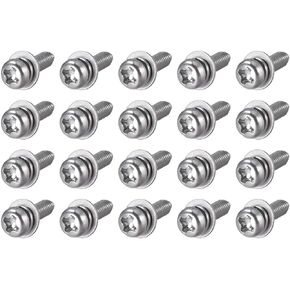 uxcell M3 x 12mm 304 Stainless Steel Phillips Pan Head Machine Screws Bolts Combine with Spring Washer and Plain Washers 20pcs