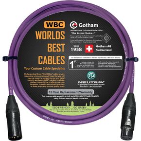 6 أقدام - Gotham GAC-2 AES/EBU (بنفسجي) - كابل صوت رقمي وتناظري متوازن منخفض الخسارة، 2xCore 2xShielded مع مقابس Neutrik Gold ذكر إلى أنثى XLR - مصنوع خصيصًا من أفضل الكابلات في العالم in Saudi Arabia