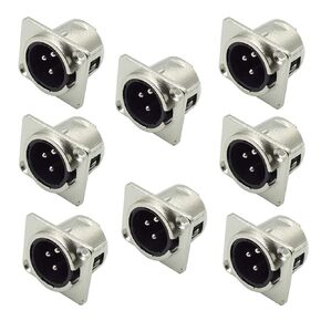 8Pcs XLR Male Jack 3 Pin - Panel Mount Jacks D Series Size XLR-M Audio Speaker Microphone Connector