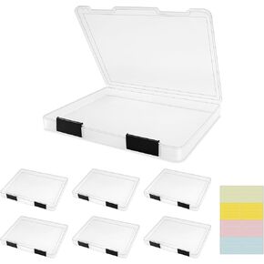 6 Pack A4 File Box Paper Organizer Transparent Plastic Box Portable Project Case Documents Document Magazines Storage Holder,with Color Snaps (Inner Size 12.2 x 8.9 x 0.7 in)