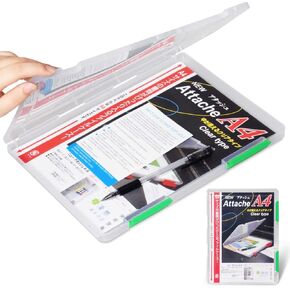 Lemical Portable A4 Magazine File Box Document Paper Organizer With Buckle Closure Transparent Plastic File Container School Office Supplies Clear Desk File Holder