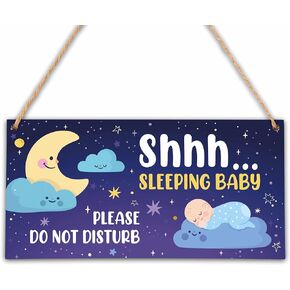 Please Do Not Knock Or Ring Doorbell Sign, Shhh Baby Sleeping Sign For Front Door, Pink Elephant Girl Bedroom Wall Decor, 5"X10" Hanging Wood Sign -D01