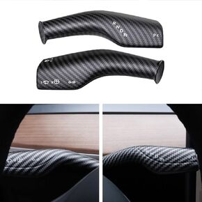 Steering Lever Cover for 3 Y of Tsl Model, Car Gear Shift Cover Interior Gear Lever Decorative Cover Snap-on All-Inclusive Steering Lever Gear Shift Cover for M 3 M Y Matte Carbon Fiber