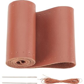 GORGECRAFT Universal Car Steering Wheel Cover Lace Up Genuine Leather Sew on Steering Wheel Stitch on Wrap 15 Inch Auto Interior Accessories Protector with Needle for Men Women(Wheat)