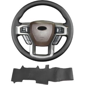 Hand Sewn Steering Wheel Cover,Fit for Ford F-150 2015-2020/F-250 F-350 F-450 F-550 2017-2021/F-600 2020-2021/F-650 F-750 2021,Non-Slip Breathable Microfiber Leather Steering Wheel Cover