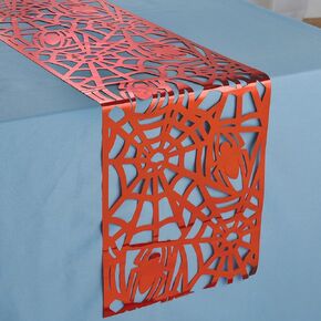 Metallic Red Foil Table Runner (11.5" x 72") 1 Pc. - Vibrant Spider-Man Webbed Wonder Design, Perfect for Themed Parties, Events, Birthdays, & More