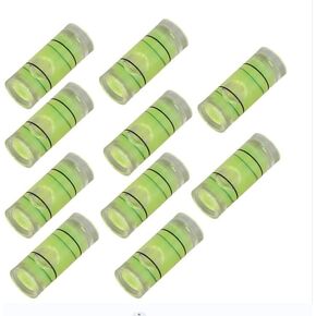 10Pcs Small Cylindrical Bubble Spirit Level Vials, 8×20 mm/0.3×0.8 inch PMMA Frame Mural Hanging Measuring Instruments Layout Tools
