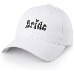 Bride Hat - Bride Accessories Gifts for Bachelorette Party, Bride to be Decorations White Adjustable Baseball Cap with Black Embroidery in Kuwait